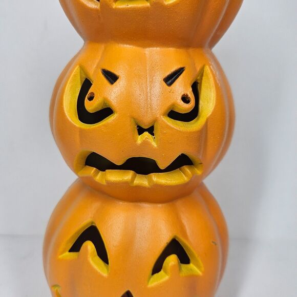3 Stacked Foam Pumpkins Halloween Jack O Lanterns 1998 Vintage NON WORKING - Picture 3 of 16